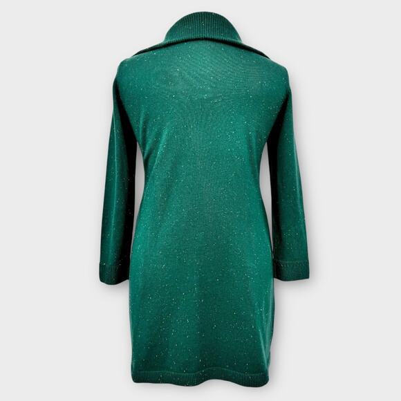 Talbots Supersoft Johnny Collar Sweater Dress Forest Green Petite Large Holiday - Picture 10 of 14